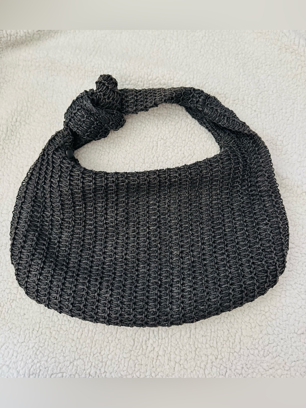 Urban Expressions Black Knit Shoulder Bag with Knotted Strap